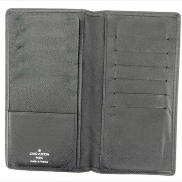 Louis Vuitton Wallet Purse Taiga Black Taiga Leather Mens Authentic Used - Picture 5 of 7